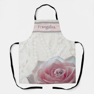 Large Pink Rose with Diamond Personalized Apron