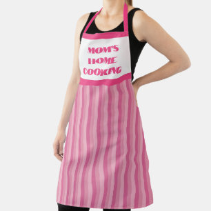Large Pink Striped Mom's Home Cooking Apron