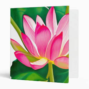 Large Pink Water Lily with Emerald Green Leaves Binder