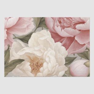 Large Pink White Peonies Print Design Tissue Paper