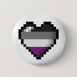 Large Pixel Heart Design in Asexual Pride Flag  2 Inch Round Button