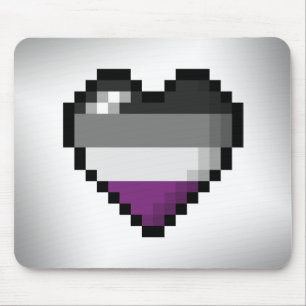 Large Pixel Heart Design in Asexual Pride Flag  Mouse Pad