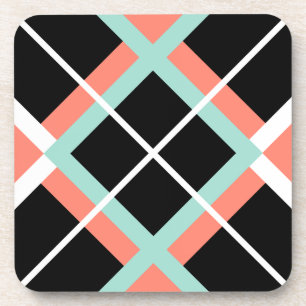 Large Plaid Mint Coaster Set