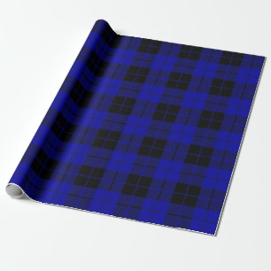 Large Plaid Pattern Black and Blue Wrapping Paper