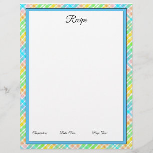 Large Plaid Recipe Letterhead