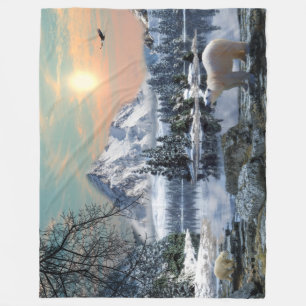 Large Polar Bear Fleece Blanket