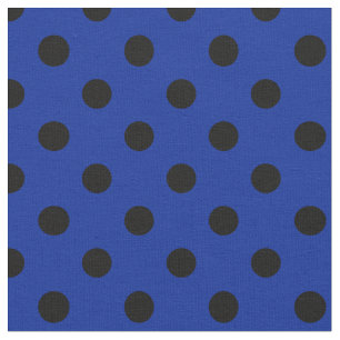 Large Polka Dots - Black on Imperial Blue Fabric
