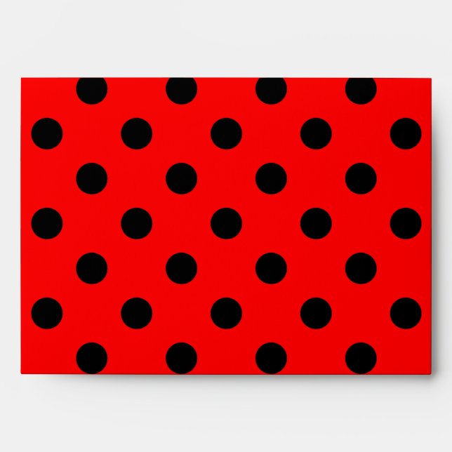 Large Polka Dots - Black on Red Envelopes (Front)