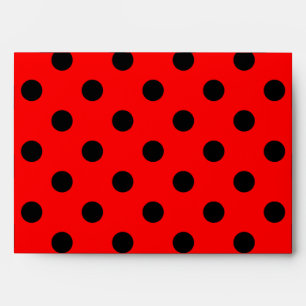 Large Polka Dots - Black on Red Envelopes