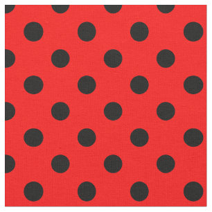 Large Polka Dots - Black on Red Fabric