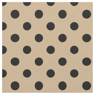 Large Polka Dots - Black on Tan Fabric