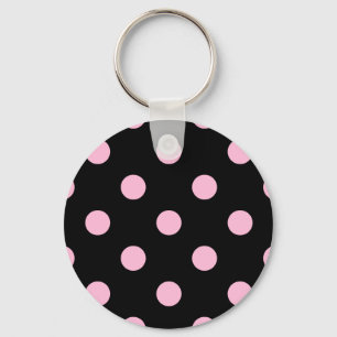 Large Polka Dots - Cotton Candy on Black Keychain