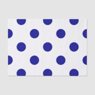 Large Polka Dots - Dark Blue on White Tissue Paper
