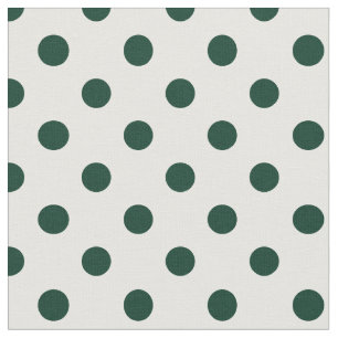 Large Polka Dots - Dark Green on White Fabric