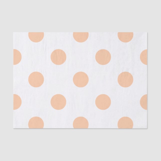 Large Polka Dots - Deep Peach on White Tissue Paper (Front)