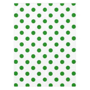 Large Polka Dots - Green on White Tablecloth
