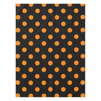 Large Polka Dots - Orange on Black Tablecloth