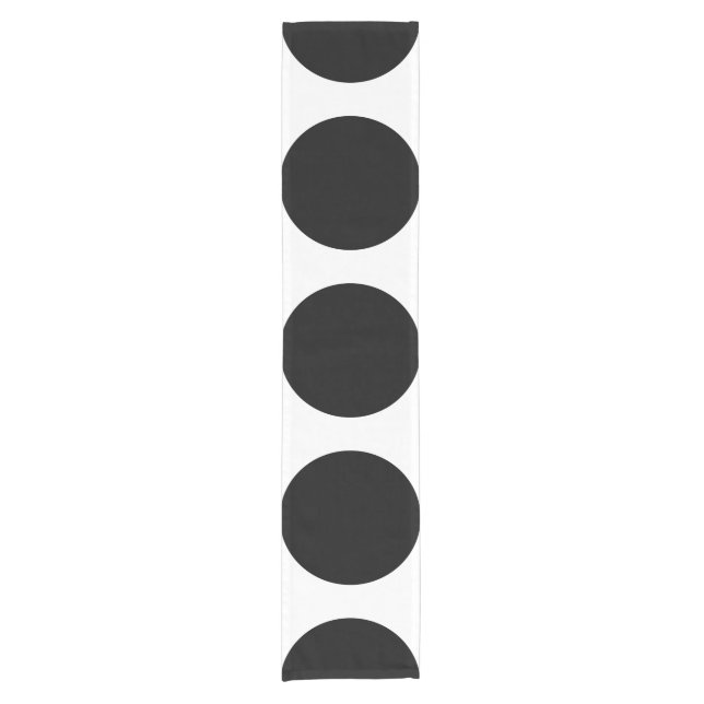 Large Polka Dots Pattern: Black & White Short Table Runner (Front)