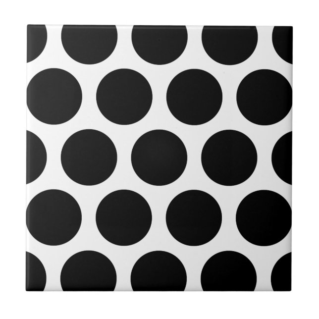 Large Polka Dots Pattern: Black & White Tile (Front)