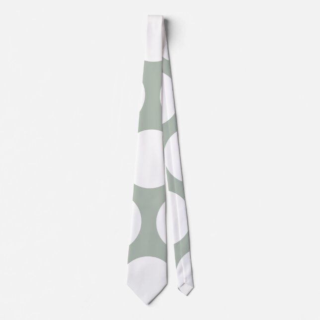 Large Polka Dots Pattern: Neutral Green Tie (Front)