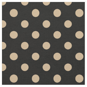 Large Polka Dots - Tan on Black Fabric
