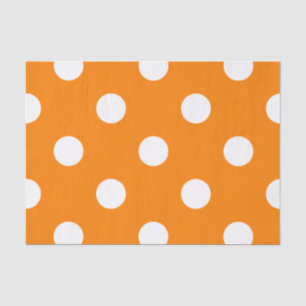 Large Polka Dots - White on Orange Tissue Paper