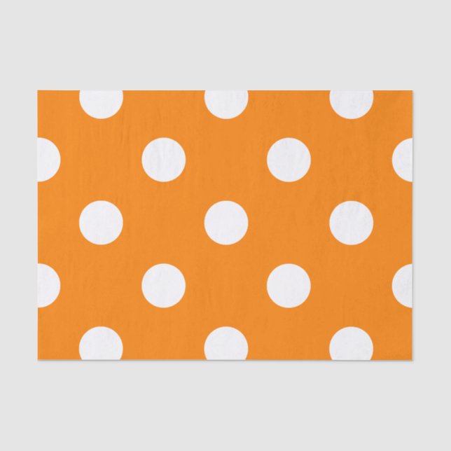 Large Polka Dots - White on Orange Tissue Paper (Front)