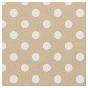 Large Polka Dots - White on Tan Fabric