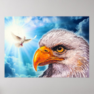 Large Powerful Bald Eagle Poster Hope for America