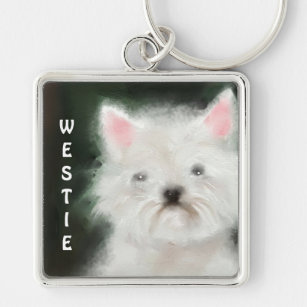 Large Premium Keychain Adorable Westie Dog!