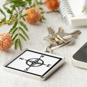 Large Premium Square Keychain/Compass Keychain