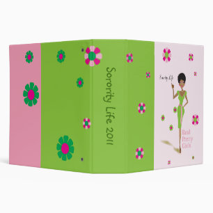 Large Pretty Girls Pink and Green Binder