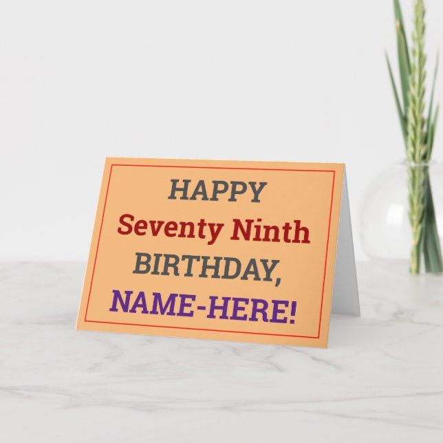 Large Print, Bold, 79th Birthday Greeting Card (Front)