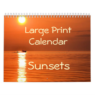 Large Print Calendar - Sunsets