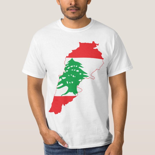 LARGE PRINT Lebanon Flag Map T-Shirt (Front)