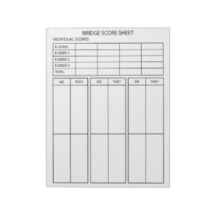 Large Print Rubber Bridge Score Pad for Seniors