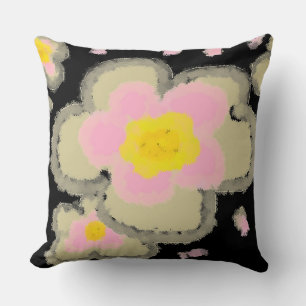 Large Print Spring Flowers Throw Pillow