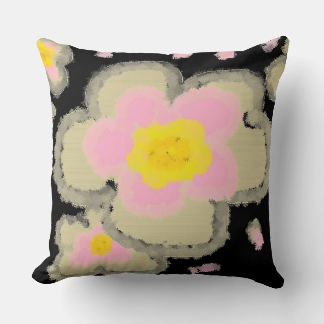 Large Print Spring Flowers Throw Pillow (Front)