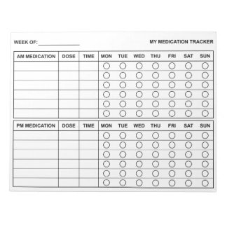 Large Print Weekly Medication Tracker Notepad