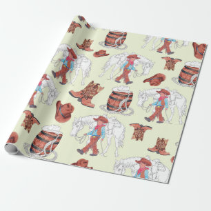 Large Print Wrapping Paper Cowboy and Horse
