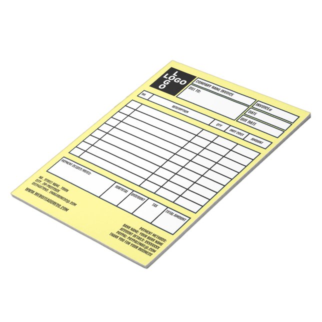 Large Pro-Logo Company Invoice/Quotation Notepad (Angled)