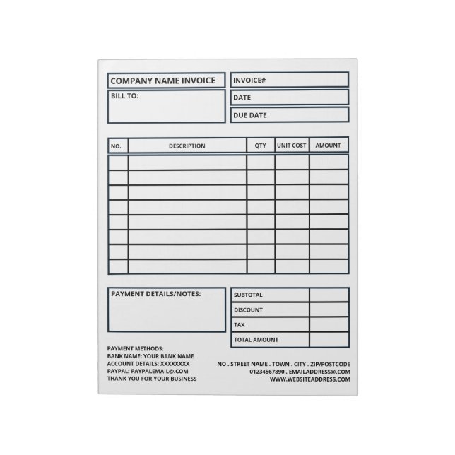 Large Professional Business Invoice/Quotation Notepad (Rotated)