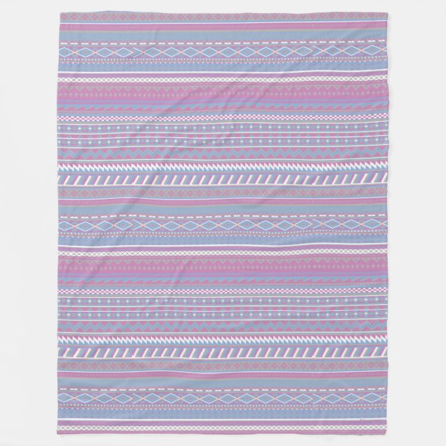 Large Purple Aztec Design Fleece Blanket (Front)
