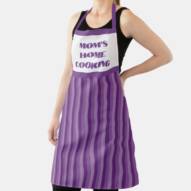 Large Purple Striped Mom's Home Cooking Apron (Insitu)