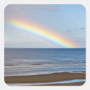 Large rainbow over the Pacific Ocean at Square Sticker