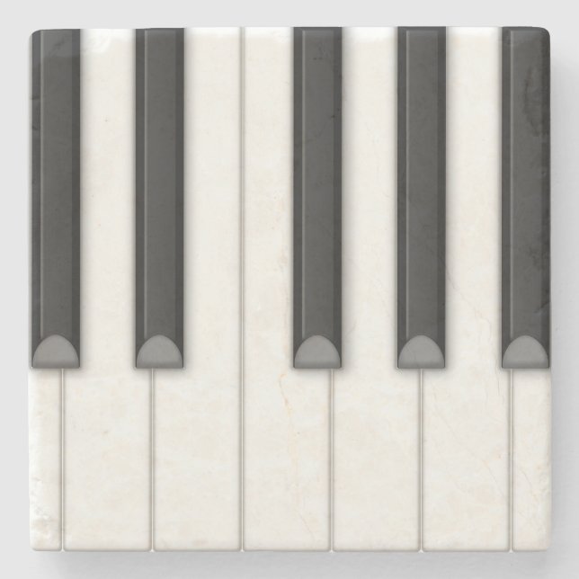 Large Realistic Piano Keys Customizable Music Stone Coaster (Front)