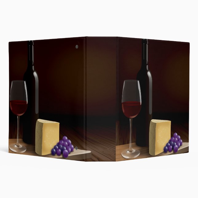 Large Recipe Binder With Delicious Wine and Cheese (Background)