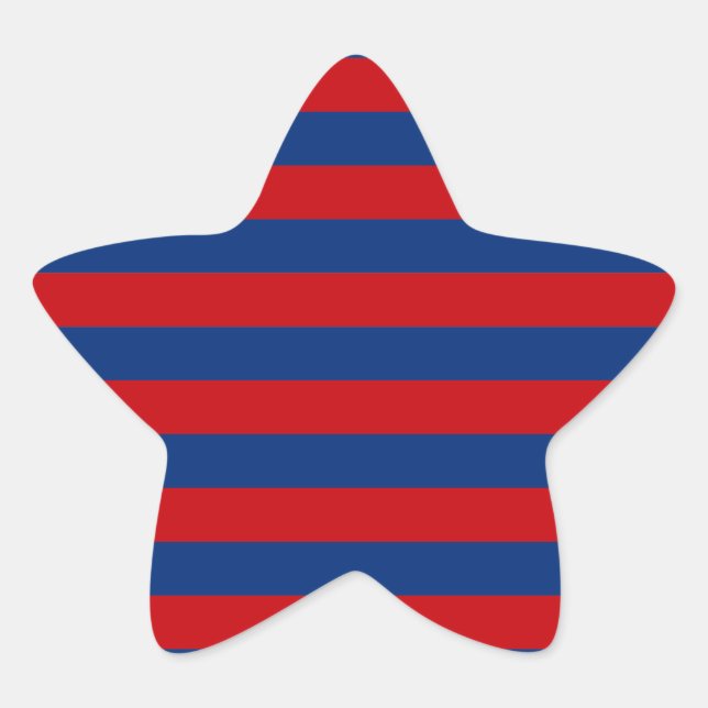 Large Red and Blue Horizontal Stripes Star Sticker (Front)