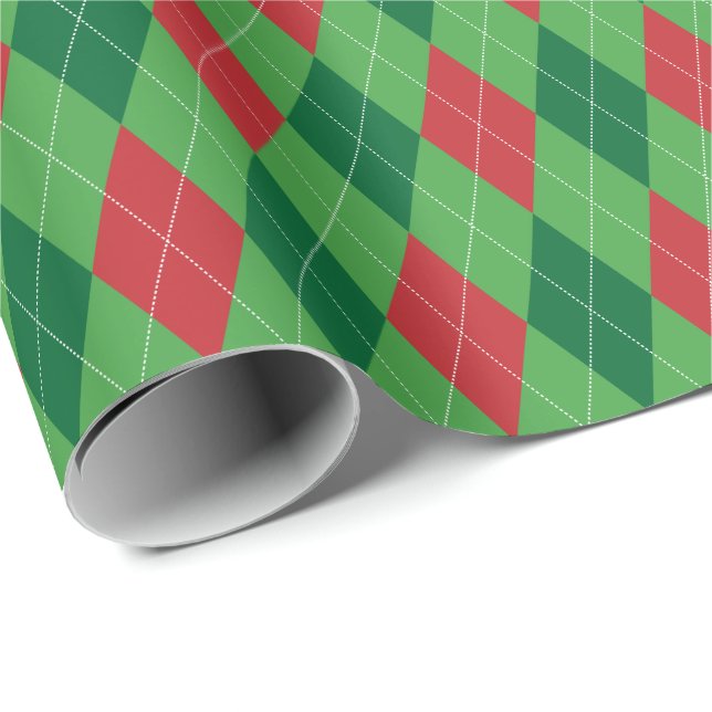 Large Red and Green Argyle Wrapping Paper (Roll Corner)