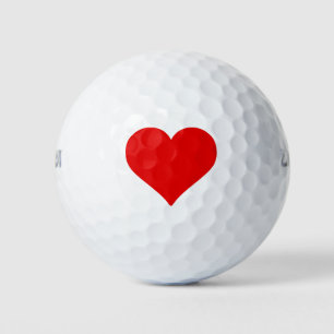 Large red and white heart shape love golf balls